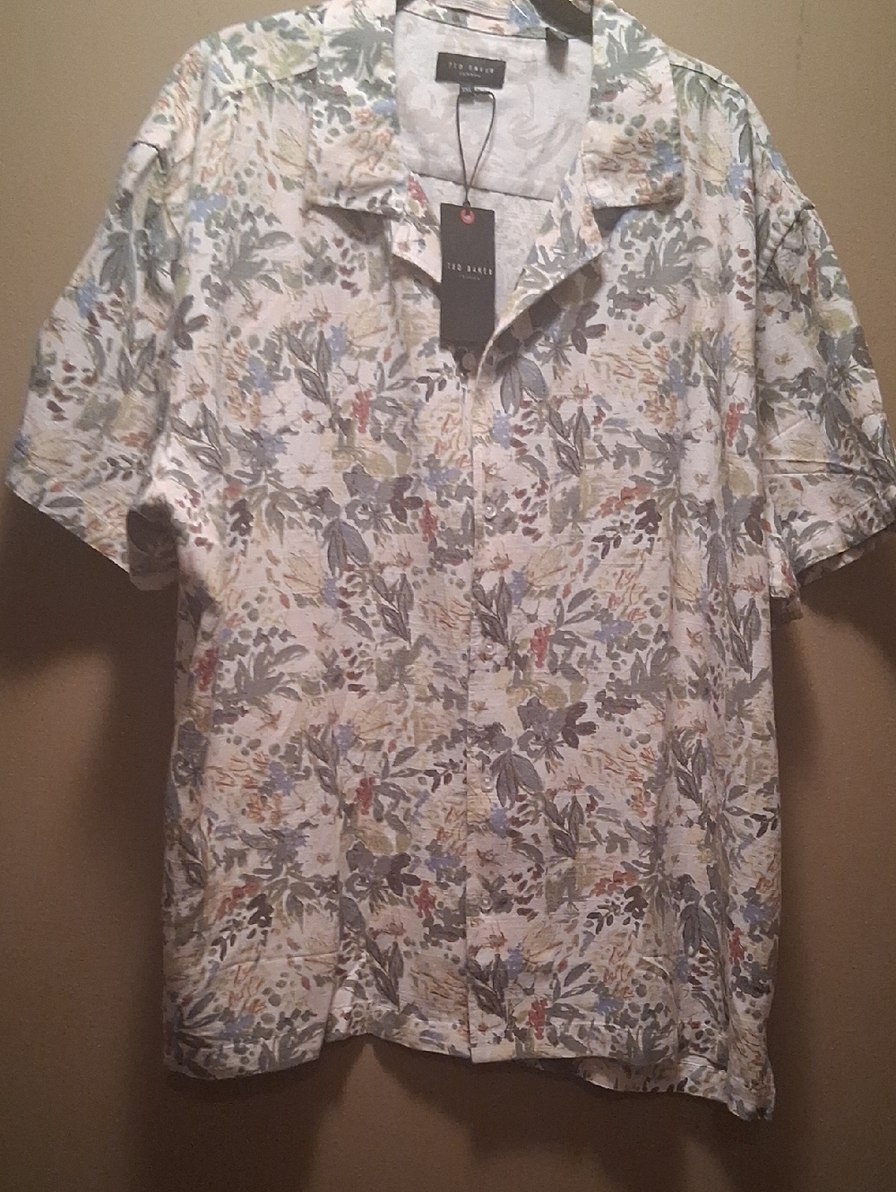 Ted Baker White Multicolor Floral Short Sleeve Button-Down Camp  Shirt XXL